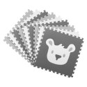 Mata piankowa puzzle 180x180cm 9 szt. szare zwierzątka
