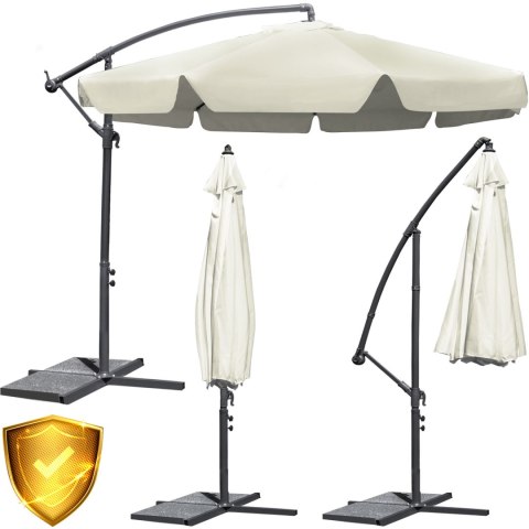 Parasol ogrodowy składany 8 segmentów beżowy ? 350cm Parasol ogrodowy składany 8 segmentów beżowy ? 350cm
