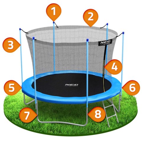 Trampolina ogrodowa 6ft/183cm z siatką wewnętrzną i drabinką Neo- 