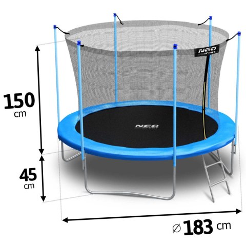 Trampolina ogrodowa 6ft/183cm z siatką wewnętrzną i drabinką Neo- 