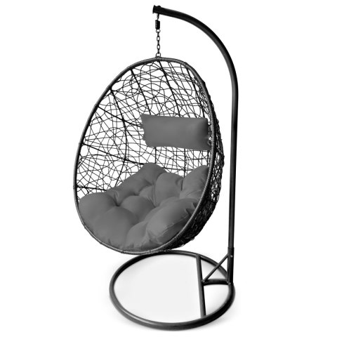 Fotel ogrodowy wiszący Brava czarny + szare poduszki Sofotel