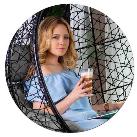 Fotel ogrodowy wiszący Brava czarny + szare poduszki Sofotel