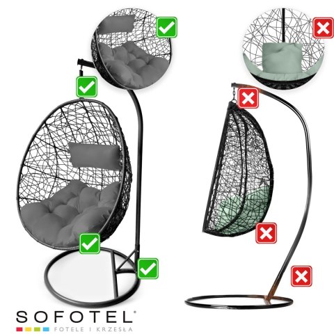 Fotel ogrodowy wiszący Brava czarny + szare poduszki Sofotel