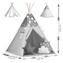 Namiot tipi dla dzieci z girlandą i światełkami Nukido - szare w gwiazdki
