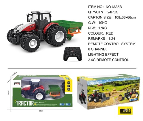 Traktor Czerwony R/C Z Siewnikiem