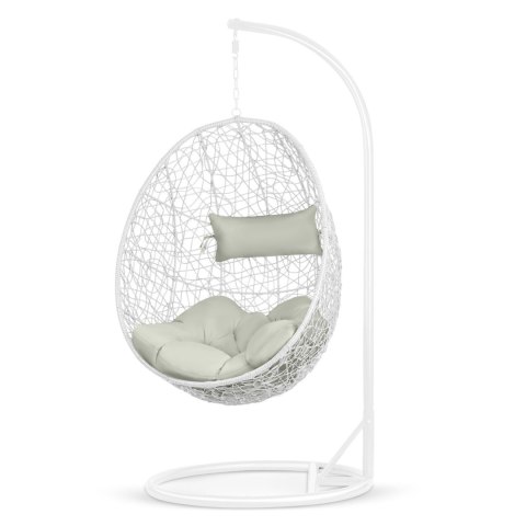 Fotel ogrodowy wiszący Brava biały + szare poduszki Sofotel