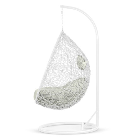 Fotel ogrodowy wiszący Brava biały + szare poduszki Sofotel