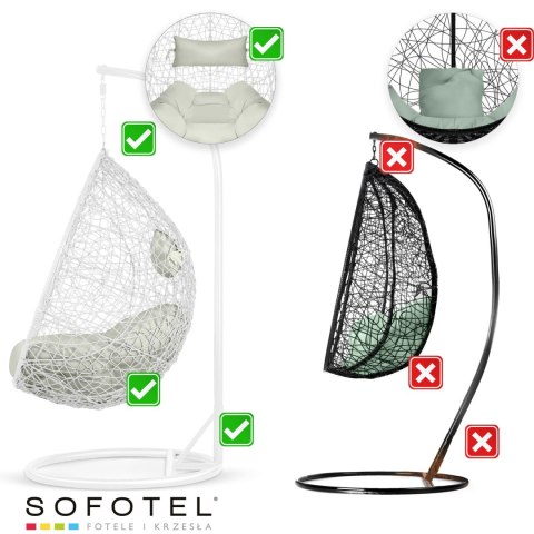 Fotel ogrodowy wiszący Brava biały + szare poduszki Sofotel