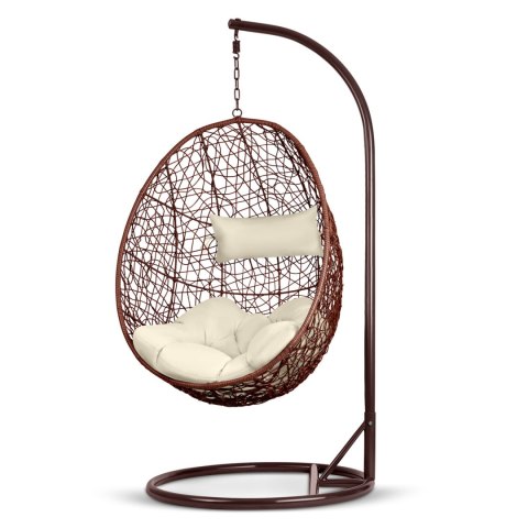 Fotel ogrodowy wiszący Brava brązowy + beżowe poduszki Sofotel