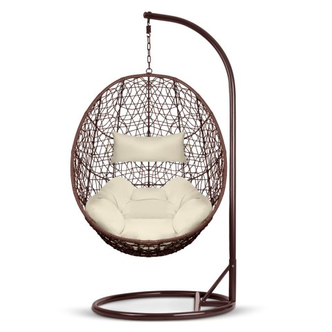 Fotel ogrodowy wiszący Brava brązowy + beżowe poduszki Sofotel