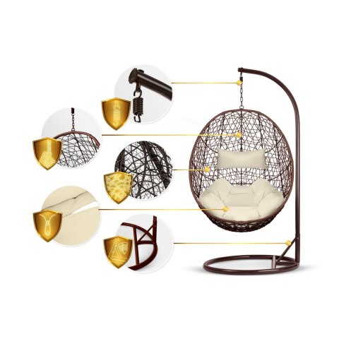 Fotel ogrodowy wiszący Brava brązowy + beżowe poduszki Sofotel