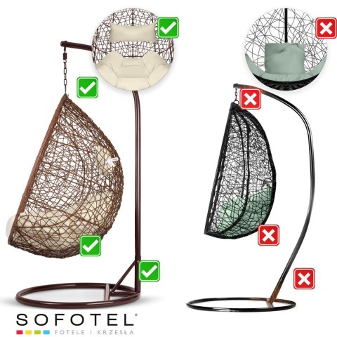 Fotel ogrodowy wiszący Brava brązowy + beżowe poduszki Sofotel