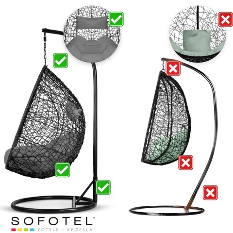 Fotel ogrodowy wiszący Brava czarny + szare poduszki Sofotel