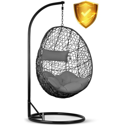 Fotel ogrodowy wiszący Brava czarny + szare poduszki Sofotel