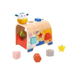 TOOKY TOY Drewniany Sorter Kształtów Krówka Klocki Kształty 6 el.