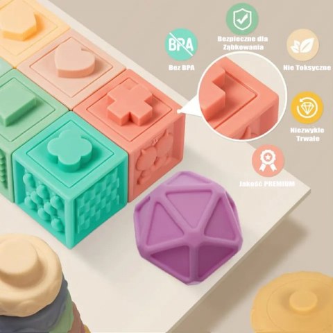 WOOPIE Klocki Sensoryczne Układanka do Ściskania Dźwięk Nauka Liczenia 23 el.