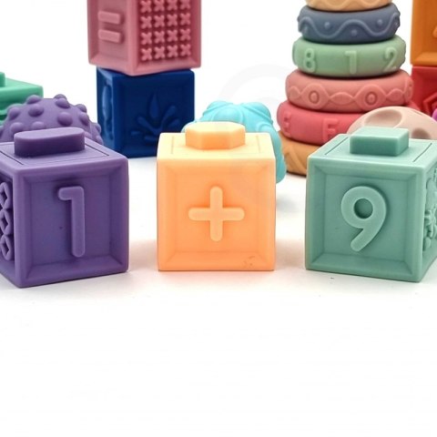 WOOPIE Klocki Sensoryczne Układanka do Ściskania Dźwięk Nauka Liczenia 23 el.