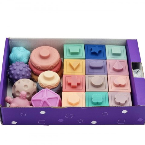 WOOPIE Klocki Sensoryczne Układanka do Ściskania Dźwięk Nauka Liczenia 23 el.