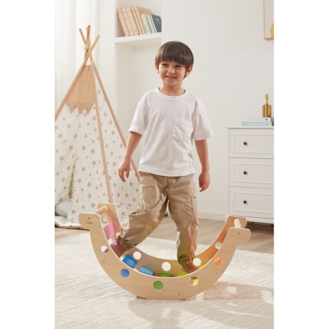 VIGA Drewniany Bujak Mostek 2w1 Huśtawka MONTESSORI Tęczowa