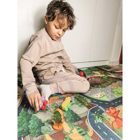 WOOPIE Mata Droga dla Samochodzików Zestaw Dinozaury Auta + Znaki Drogowe