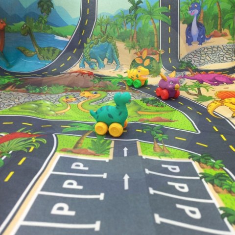 WOOPIE Mata Droga dla Samochodzików Zestaw Dinozaury Auta + Znaki Drogowe