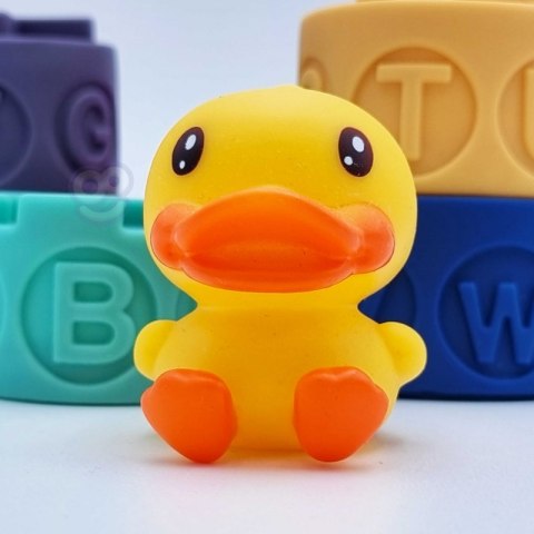 WOOPIE Klocki Sensoryczne Układanka Piramida do Ściskania Wody Dźwięk Nauka Alfabetu Kaczuszka 7 el.