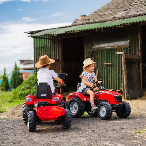 FALK Traktor Massey Ferguson Czerwony na Pedały z Przyczepką od 3 Lat FALK Traktor Massey Ferguson Czerwony na Pedały z Przyczepką od 3 Lat