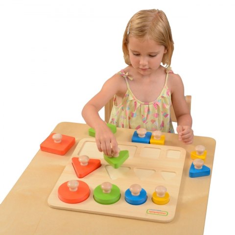 Drewniany Sorter Kształtów Wielkości Kolorów Masterkidz Montessori