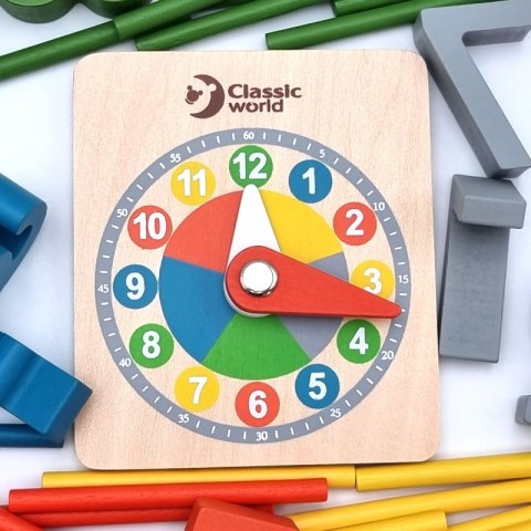 CLASSIC WORLD Gra Matematyczna Cyfry Znaki Działań Matematycznych Zegar MONTESSORI 67 el.