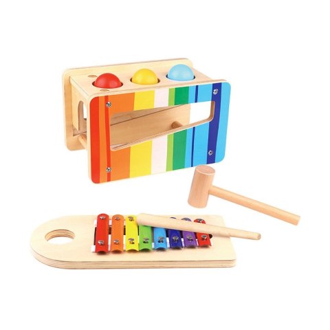 TOOKY TOY Drewniana Przebijanka z Cymbałkami 2w1