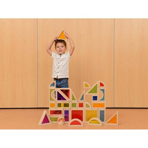 Tęczowe Klocki Zestaw 30 Elementów Kolorowe Szkło Masterkidz Montessori