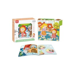 TOOKY TOY Drewniane Klocki Puzzle Układanka Montessori Czerwony Kapturek + Książeczka 17 el.