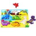 TOOKY TOY Grube Puzzle Montessori Dinozaury Dopasuj Kształty