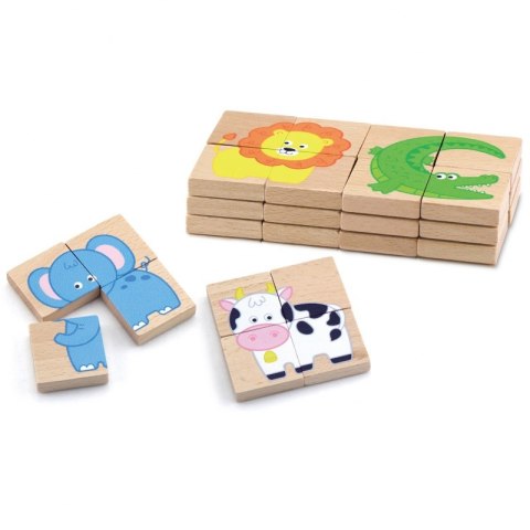 Viga Drewniane Puzzle Magnetyczne Zwierzęta Układanka Certyfikat FSC