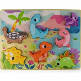 Tooky Toy Drewniane Puzzle Montessori Zwierzątka Dinozaury Dopasuj Kształty