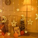 Lampki LED kurtyna księżyc gwiaz 2,5m 138 ciep bez