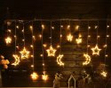 Lampki LED kurtyna księżyc gwiaz 2,5m 138 ciep bez