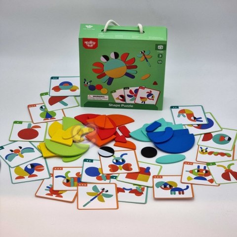 TOOKY TOY Drewniana Układanka Klocki 40 Wzorów do Odtworzenia 55 el. Certyfikat FSC