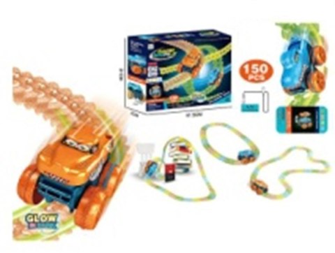 Tor samochodowy wyścigowy świecący do złożenia z samochodem 150 elemen