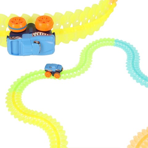 Tor samochodowy wyścigowy świecący do złożenia z samochodem 150 elemen