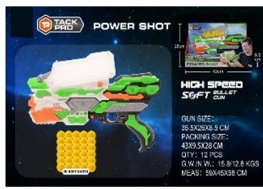 Pistolet na Piankowe Kulki Zielony 12 szt.
