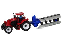 Traktor z Pługiem Plastikowy Czerwony Niebieski