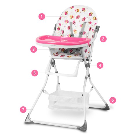 Krzesełko do karmienia Eldo biało-różowy