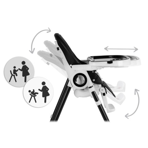 Krzesełko do karmienia ze stolikiem Nukido Belo czarne + pałąk z  