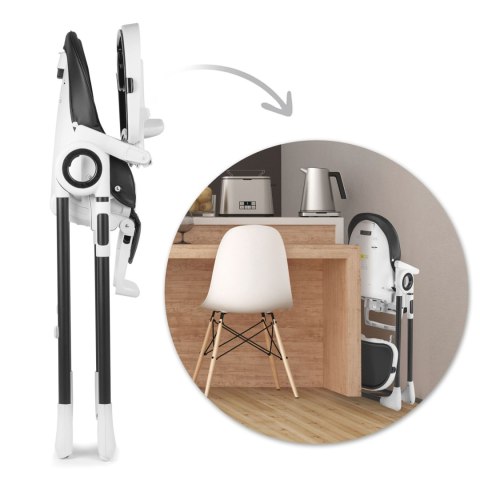 Krzesełko do karmienia ze stolikiem Nukido Belo czarne + pałąk z  