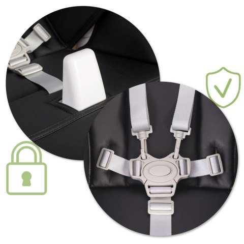 Krzesełko do karmienia ze stolikiem Nukido Belo czarne + pałąk z  