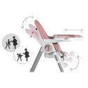 Krzesełko do karmienia ze stolikiem Nukido Belo różowe + pałąk z  