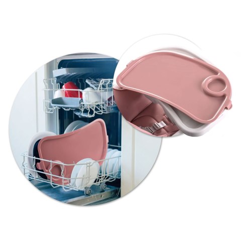 Krzesełko do karmienia ze stolikiem Nukido Belo różowe + pałąk z  