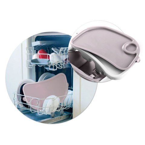 Krzesełko do karmienia ze stolikiem Nukido Belo wrzosowe + pałąk z  