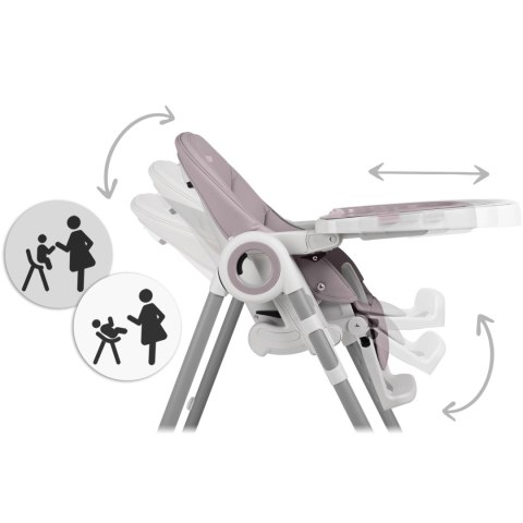 Krzesełko do karmienia ze stolikiem Nukido Belo wrzosowe + pałąk z  